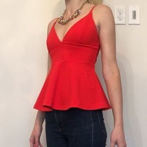 Bright Red Peplum Top